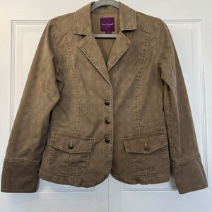 VINTAGE Gloria Vanderbilt Brown Blazer Jacket Unlined Women’s Size Small